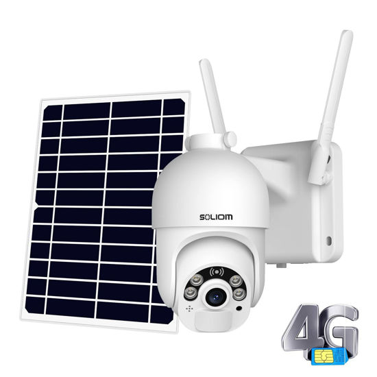 Picture of SOLIOM S800C-4G LTE Cellular Security Camera Outdoor,Pan Tilt 360° View 1080p Wireless Solar Powered, Spotlight Color Night Vision, 2 Way Talk,PIR Motion Detection