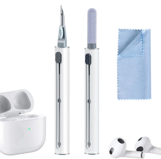 Picture of 2Pcs Airpod Cleaner Kit，Earbud Cleaning Kit for Airpods Pro 1 2 3， Multi-Function Cleaning Pen with Soft Brush Flocking Sponge，Suitable for Bluetooth Headset, Charging Box, Mobile Phone, Earbud