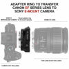 Picture of EF/EF-S Lens Mount Adapter Compatible with Canon EF/EF-S Lens for Sony E Mount Mirrorless Cameras Series A9 A7R4 A7R3 A7R2 A7M3 A7M2 A7R A7S2 A7S A7 A7C, Auto-Focus Lens Converters Ring