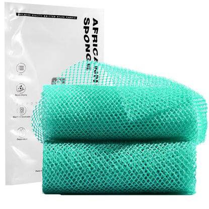 Picture of 2 Pieces African Bath Sponge African Net Long Net Bath Sponge Exfoliating Shower Body Scrubber Back Scrubber Skin Smoother,Great for Daily Use (Green)