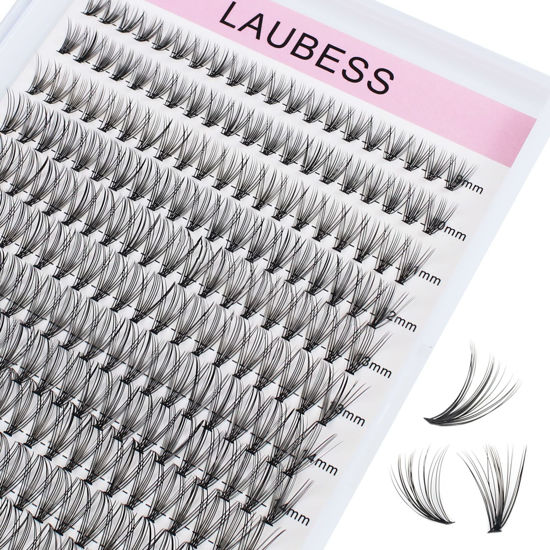 Picture of Individual Lashes 240pcs DIY Eyelash Extension 20D C Curl Cluster Lashes Natural Look Long Individual Lash Extensions Volume Lash Cluster Eyelashes (20D-0.07C-9-16mm)