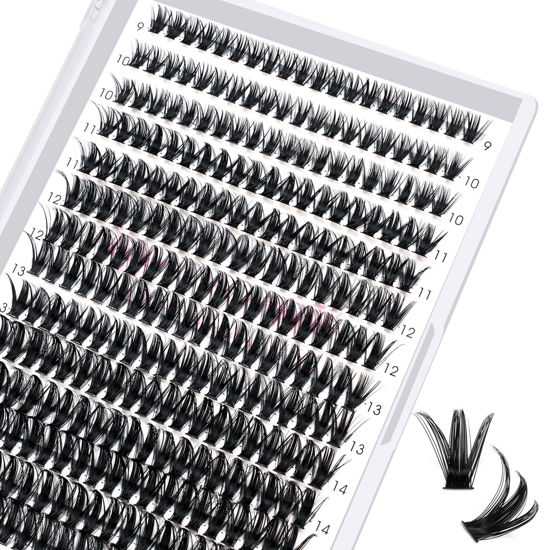 Picture of 280 Pcs Individual Lashes 50D-D-9-16mix Lash Clusters Wispy Lashes Cluster Lashes That Look Like Eyelash Extensions DIY Lashes At Home (50D-D-9-16mix)