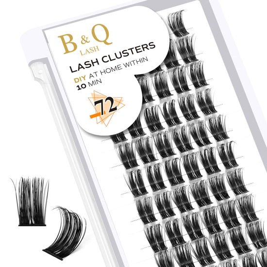 Picture of Lash Clusters D Curl 12mm DIY Lash Extensions 72 Clusters Lashes C D Curl B&Q LASH Wispy Volume Lashes Eyelash Clusters Extensions Individual Lashes Cluster DIY at Home (B45,D-12mm)