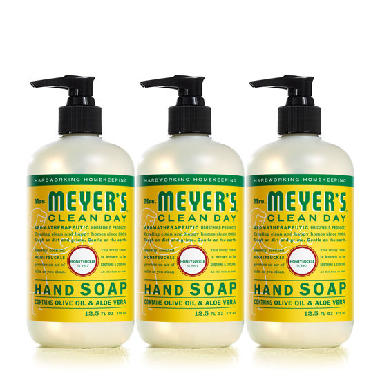 Picture of Mrs. Meyer's Hand Soap, Made with Essential Oils, Biodegradable Formula, Honeysuckle, 12.5 fl. oz - Pack of 3