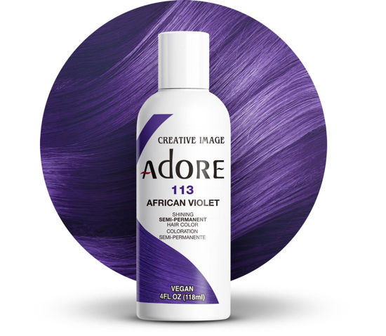 Picture of Adore Semi Permanent Hair Color - Vegan and Cruelty-Free Hair Dye - 4 Fl Oz - 113 African Violet (Pack of 1)