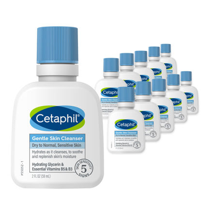 Picture of Cetaphil Face Wash, Hydrating Gentle Skin Cleanser for Dry to Normal Sensitive Skin, NEW 2 oz 12 Pack, Fragrance Free, Soap Free and Non-Foaming