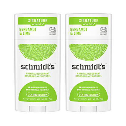 Picture of Schmidt's Aluminum Free Natural Deodorant For Women And Men, Bergamot & Lime With 24 Hour Odor Protection, Certified Cruelty Free, Vegan Deodorant, 2.65oz 2 Pack