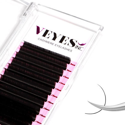 Picture of VEYES INC Eyelash Extension Supplies Cashmere Volume Lash Extensions Tray 0.05 CC Curl 8-16mm, Premium Individual Lashes Soft Matte Black Salon Use.