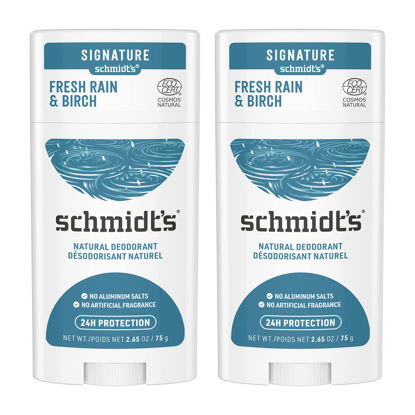 Picture of Schmidt's 100% Natural Origin Ingredient Deodorant Stick Fresh Rain & Birch 2 Count for 24-Hour Odor Protection 2.65 oz