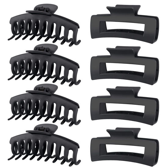 GetUSCart- TOCESS 8 Pack Black Big Hair Claw Clips for Women Large Claw Clip  for Thin Thick Curly Hair 90's Strong Hold 4.33 Inch Nonslip Matte Jumbo Hair  Clips (8 Pcs)