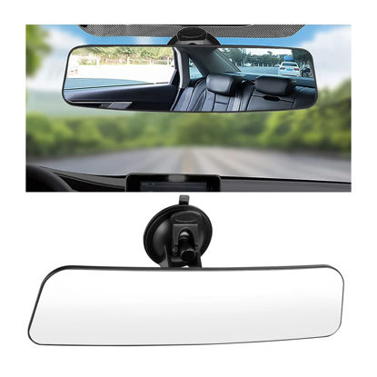 Picture of Car Rear View Mirror with Suction Cup, Anti Glare Wide Angle HD Auto Inside Rearview Mirror, 360 Degrees Adjustable Reduce Blind Spots, Universal for Vehicle, Marine, Boat, Truck, SUV, Van