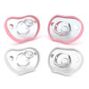 Picture of Nanobebe Baby Pacifiers 0-3 Month - Orthodontic, Curves Comfortably with Face Contour, Award Winning for Breastfeeding Babies, 100% Silicone - BPA Free. Baby Registry Gift 4pk,Pink/White