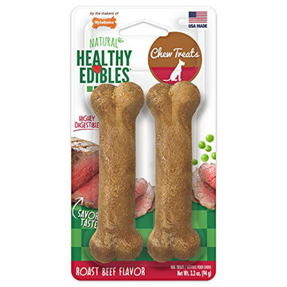 Picture of Nylabone Healthy Edibles Roast Beef Flavor Chew Treats for Dog 2 Count Small/Regular