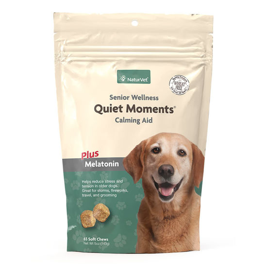 Picture of NaturVet Quiet Moments Calming Aid Dog Supplement, Helps Promote Relaxation, Reduce Stress, Storm Anxiety, Motion Sickness for Dogs (Quiet Moments Senior Wellness, 65 Soft Chews)