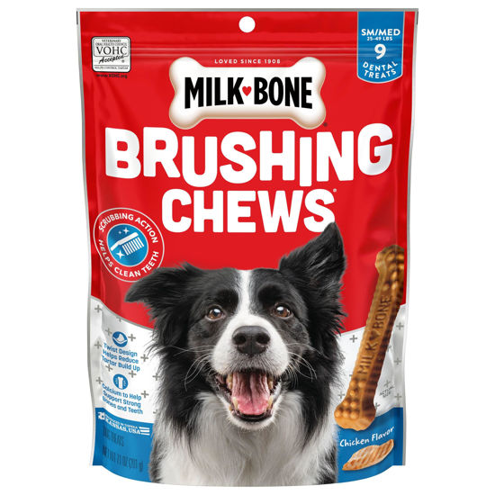 Picture of Milk-Bone Original Brushing Chews, Small/ Medium Daily Dental Dog Treats, 9 Count (Pack of 5)