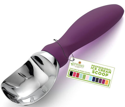 Picture of Spring Chef Ice Cream Scoop with Soft Grip Handle, Professional Heavy Duty Sturdy Scooper, Premium Kitchen Tool for Cookie Dough, Gelato, Sorbet, Purple