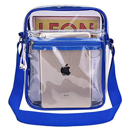 Picture of USPECLARE Clear Purse Stadium Clear Messenger Bag Stadium Approved for Men and Women Clear CrossBody Bag (Blue-Large)