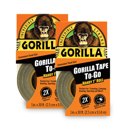 Picture of Gorilla Tape, Mini Duct Tape to-Go, 1" x 10 yd Travel Size, Black, (Pack of 2)