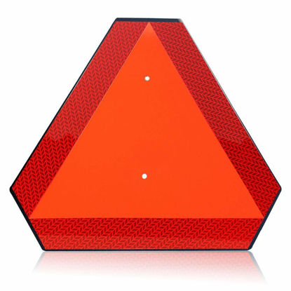 Picture of Slow Moving Vehicle Sign, Safety Triangles Dot Approved, Orange Reflective Safety Triangle Sign, SMV Sign, Plastic 14"x16"x0.1"/3mm Thick, Engineering Grade Reflective Up to 7 Years Outdoor for Golf Cart Accessories and Tractor UTV Accessories