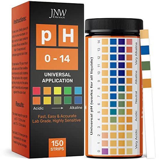 Picture of Universal pH Test Strips (0-14) - pH Tester Strips Kit with e-Book - 150 Quick and Easy pH Testing Strips - Ultimate pH Balance Test Strips Kit - 150 Strips by JNW Direct