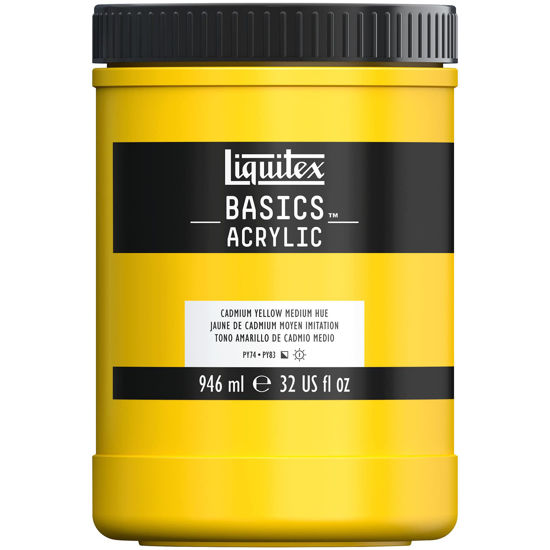 Picture of Liquitex BASICS Acrylic Paint, 946ml (32-oz) Jar, Cadmium Yellow Medium Hue, 1 Quarts (Pack of 1)