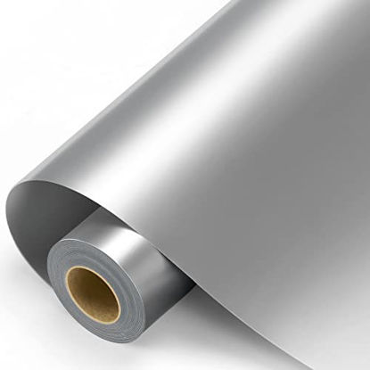 Picture of Silver Permanent Vinyl - 12" x11FT Silver Adhesive Vinyl Roll for All Cutting Machine, Permanent Outdoor Vinyl for Decor Sticker, Car Decal, Scrapbooking, Signs, Glossy & Waterproof