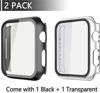 Picture of Misxi 2 Pack PC Case with Tempered Glass Screen Protector Compatible with Apple Watch Series 6 SE Series 5 Series 4 44mm, Overall Shockproof Protective Cover for iWatch, 1 Black + 1 Transparent