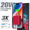 Picture of 2Pieces USB C Wall Charging Block, 20W 2Port Fast USBC PD3.0 Power Adapter Type C Charger Brick Cube Plug for iPhone 14 13 12 Pro Max Mini 11 XS X 8, iPad, Samsung, Google, Tablet, Android, Red