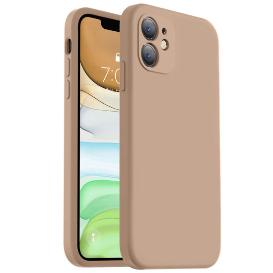 Picture of Vooii Compatible with iPhone 11 Case, Upgraded Liquid Silicone with [Square Edges] [Camera Protection] [Soft Anti-Scratch Microfiber Lining] Phone Case for iPhone 11 6.1 inch - Light Brown