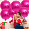 Picture of KatchOn, Big Hot Pink Balloons - 22 Inch, Pack of 6 | Hot Pink Foil Balloons for Hot Pink Party Decorations | Sphere Metallic Pink Balloons, Hot Pink Birthday Decorations | Pink Decorations for Party