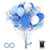 Picture of OWill 100pcs Balloons Royal Blue Confetti 12 Inches Blue Latex Balloons, Light Blue Baby Blue and White Party Balloons for Birthday Baby Shower Wedding Party Supplies Arch Garland Decoration