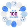 Picture of OWill 100pcs Balloons Royal Blue Confetti 12 Inches Blue Latex Balloons, Light Blue Baby Blue and White Party Balloons for Birthday Baby Shower Wedding Party Supplies Arch Garland Decoration