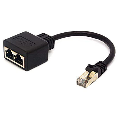 Picture of GLHONG RJ45 Adapter Cable RJ45 Male to Dual Female Adapter Extender Support Ethernet Cat 5/CAT 6 LAN for Switching Networks Between Two Computers (not Used as a Network Splitter)