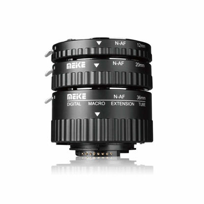 Picture of MEIKE MK-N-AF1-B Auto Focus Macro Extension Tube Set for Nikon DSLR Camera 10MM 20MM 36MM D80 D90 D300 D300SD800 D3100 D3200 D3400 D5000 D51000 D5200 D7000 D7100 etc（Metal bayonet Plastic Mount）