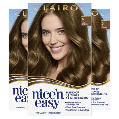Picture of Clairol Nice'n Easy Permanent Hair Dye, 6 Light Brown Hair Color, Pack of 3