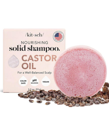 Picture of Kitsch Hair Growth Castor Oil Nourishing Shampoo Bar | Bottle-free Eco-friendly | Shampoo Hydrates & Moisturizes Dull and Dry Hair | All-Natural Chemical-free Daily Shampoo Softens & Strengthens