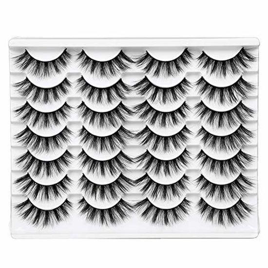 Picture of Newcally False Eyelashes Wispy Natural Cat Eye Lashes Faux Mink Lashes Fake Eyelashes Soft 3D Medium Length Light Volume 14 Pairs Pack