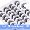 Picture of Newcally False Eyelashes Wispy Natural Cat Eye Lashes Faux Mink Lashes Fake Eyelashes Soft 3D Medium Length Light Volume 14 Pairs Pack