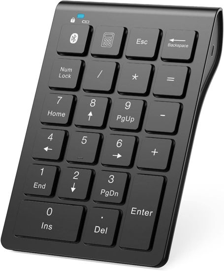 Picture of Bluetooth Number Pad for Laptop, Acedada Wireless Number Pad, USB C Rechargeable, 22-Keys Bluetooth 10 Key Numeric Keypad for Laptop, Computer, Mac, MacBook Air/Pro, iPad, Windows