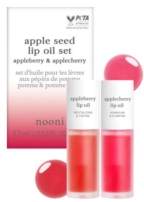 Picture of NOONI Appleseed Lip Oil Set - Appleberry & Applecherry | with Apple Seed Oil, Lip Oil Duo, Lip Stain, Gift Sets, For Chapped and Flaky Lips