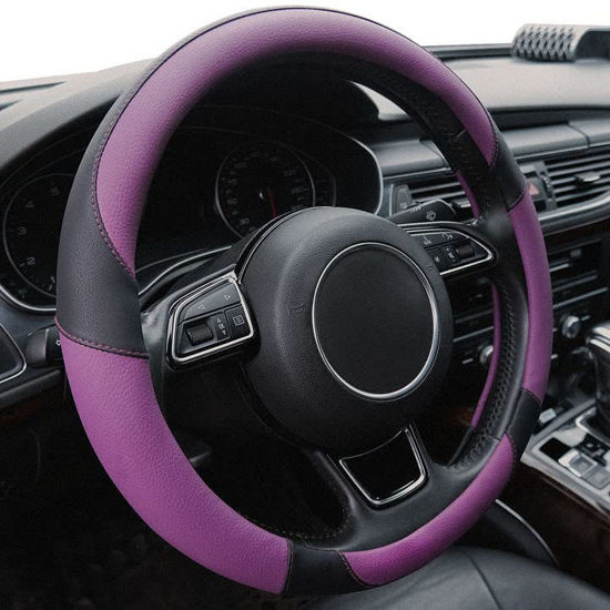 Purple leather deals steering wheel cover