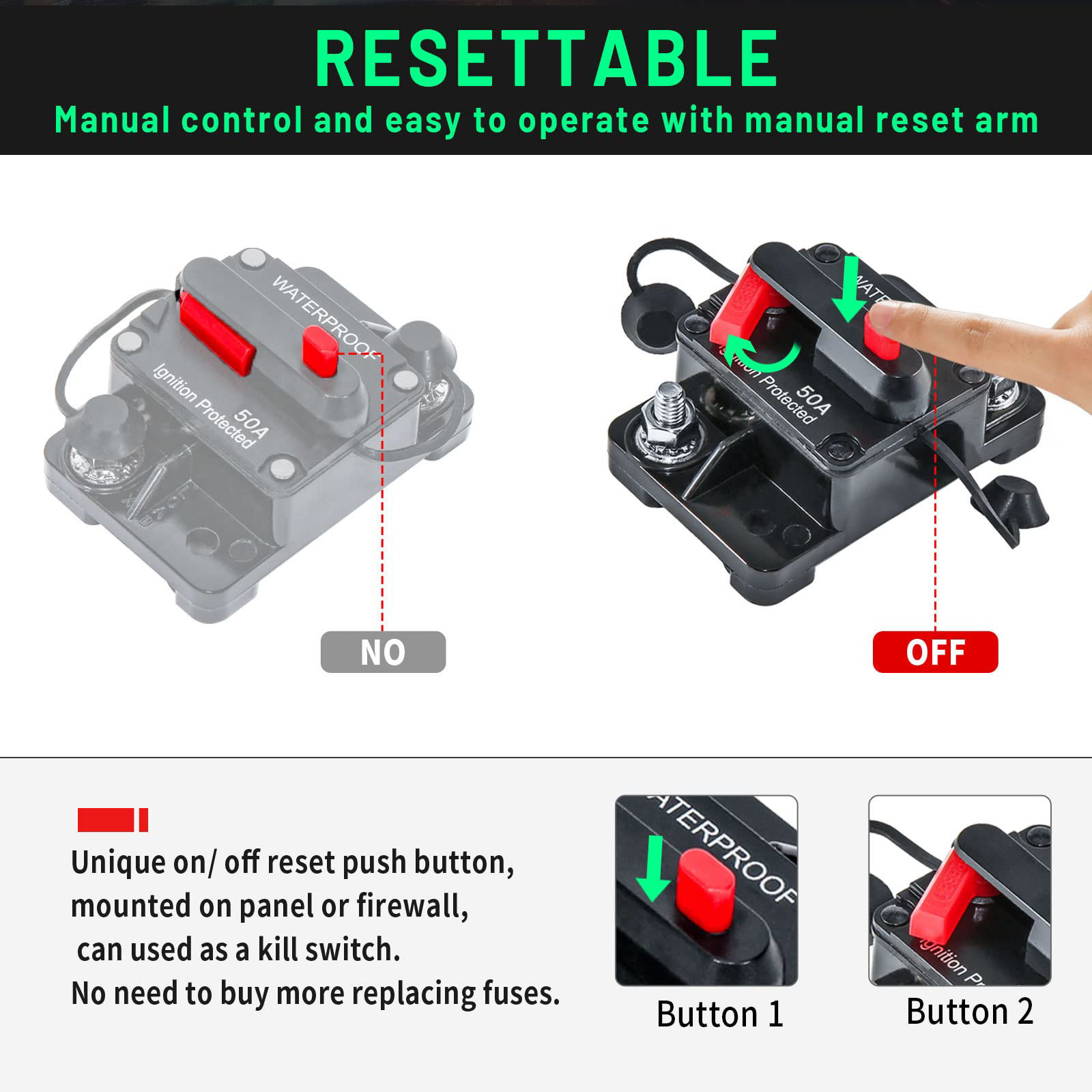 Getuscart Red Wolf A Circuit Breaker For Boat Trolling Motor Marine Atv Vehicles Stereo