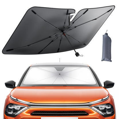 Picture of Lamicall Car Windshield Sunshade Umbrella - Foldable Car Windshield Sun Shade Cover, 5 Layers UV Block Coating, 52x31 Front Window Heat Insulation Protection, for Auto Sedan, SUV, Pickup Windshield