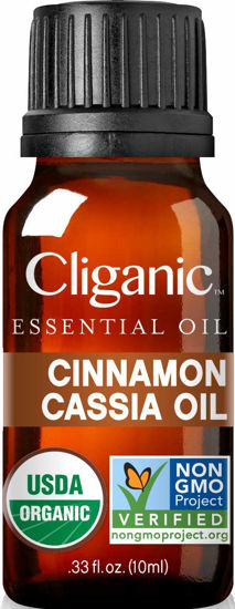 Picture of Cliganic USDA Organic Cinnamon Cassia Essential Oil, 100% Pure Natural Undiluted, for Aromatherapy | Non-GMO Verified