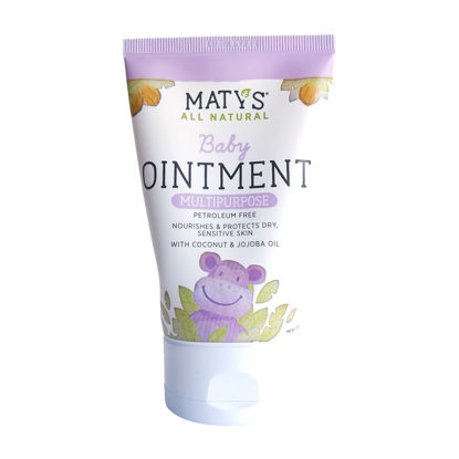 Picture of Maty's All Natural Multipurpose Baby Ointment for Diaper Rash, Cradle Cap, Dry Skin, Chapped Lips and More - Petroleum & Fragrance Free - Made with Coconut & Jojoba Oils - 3.75 oz