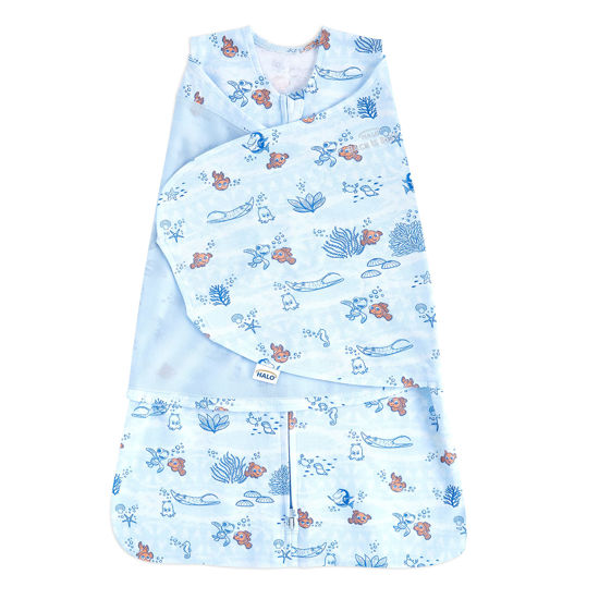 Picture of HALO Disney Baby Finding Nemo 100% Cotton Sleepsack Swaddle, 3-Way Adjustable Wearable Blanket, TOG 1.5, Nemo Tie Dye, Small, 3-6 Months