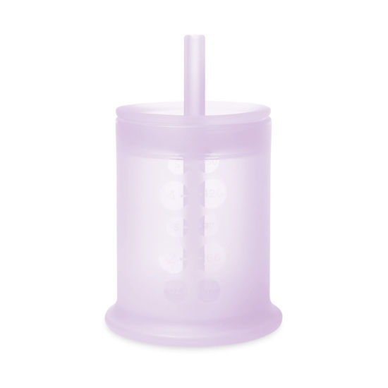 Picture of Olababy Silicone Training Cup with Straw Lid | Babies Water Drinking Cup | 6+ Mo Infant To 12-18 Months Toddler | Sippy Cup For Kids & Smoothie Cup | Baby Led Weaning (Lilac, 5 oz)