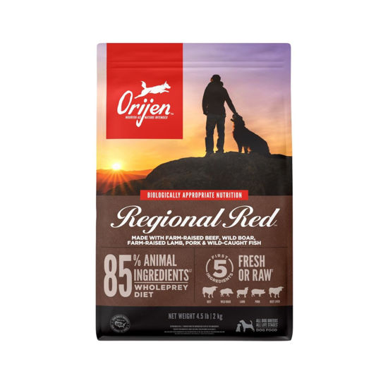 Picture of ORIJEN REGIONAL RED Dry Dog Food, Grain Free and Poultry Free Dog Food, Fresh or Raw Ingredients, 4.5lb