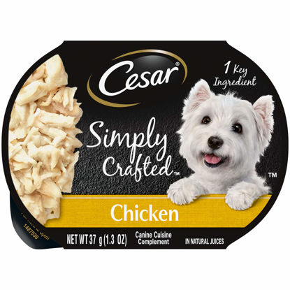 Picture of CESAR Simply Crafted Adult Wet Dog Food Meal Topper, Chicken, (10) 1.3 oz. Tubs