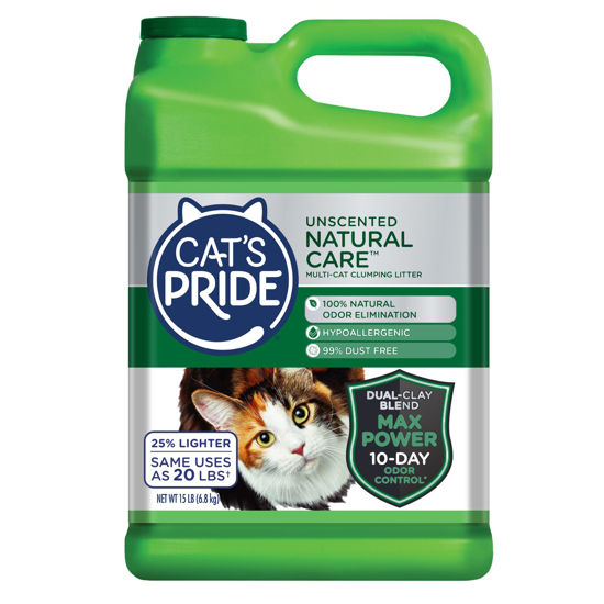 Picture of Cat's Pride Max Power Clumping Hypoallergenic Multi-Cat Litter 15 Pounds, Natural Care